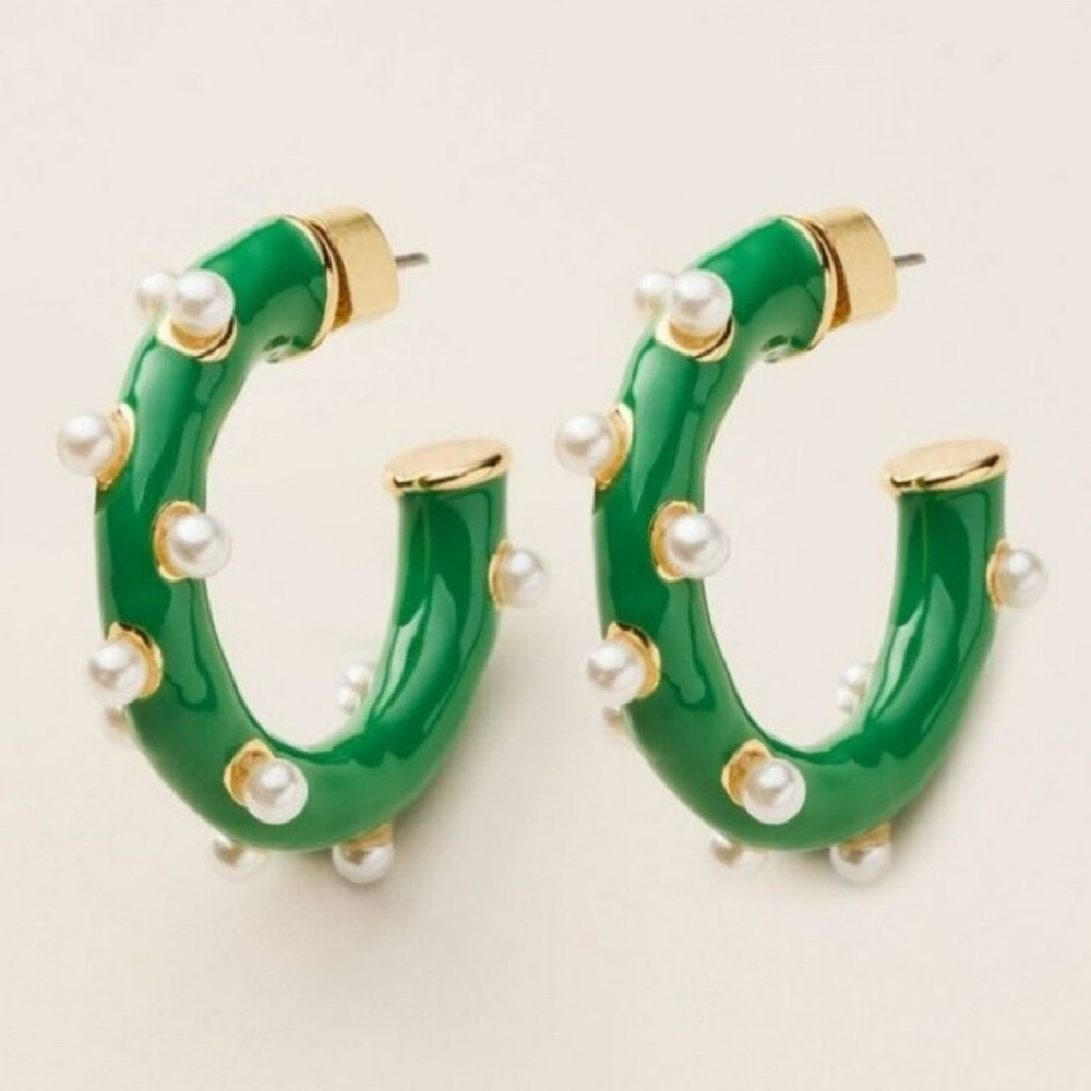 Kate Spade New York x Target Pearl Polka Dot Green Hoop Earrings- SOLD OUT